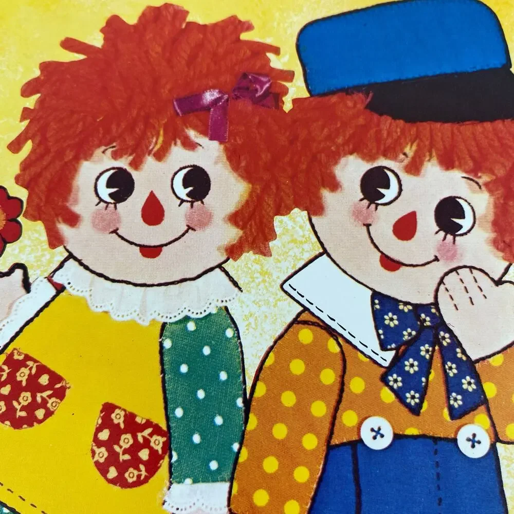 Two Vintage 70s Raggedy Ann & Andy Lithographs Nostalgic Nursery Wall Art MCM